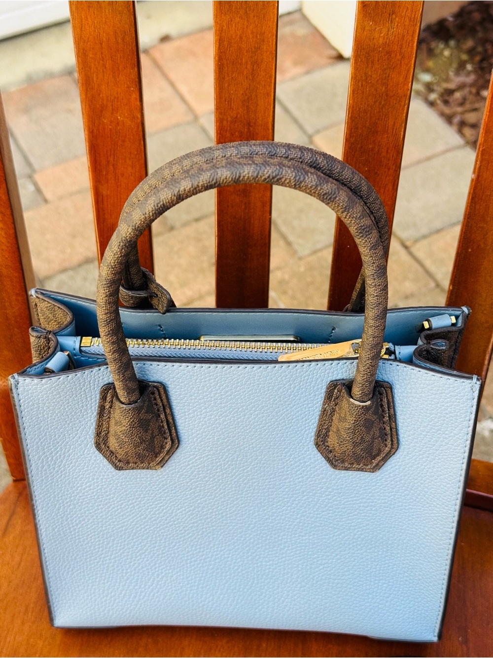 Michael Kors Mercer Pebbled Leather Satchel Crossbody Bag - Picture 7 of 14